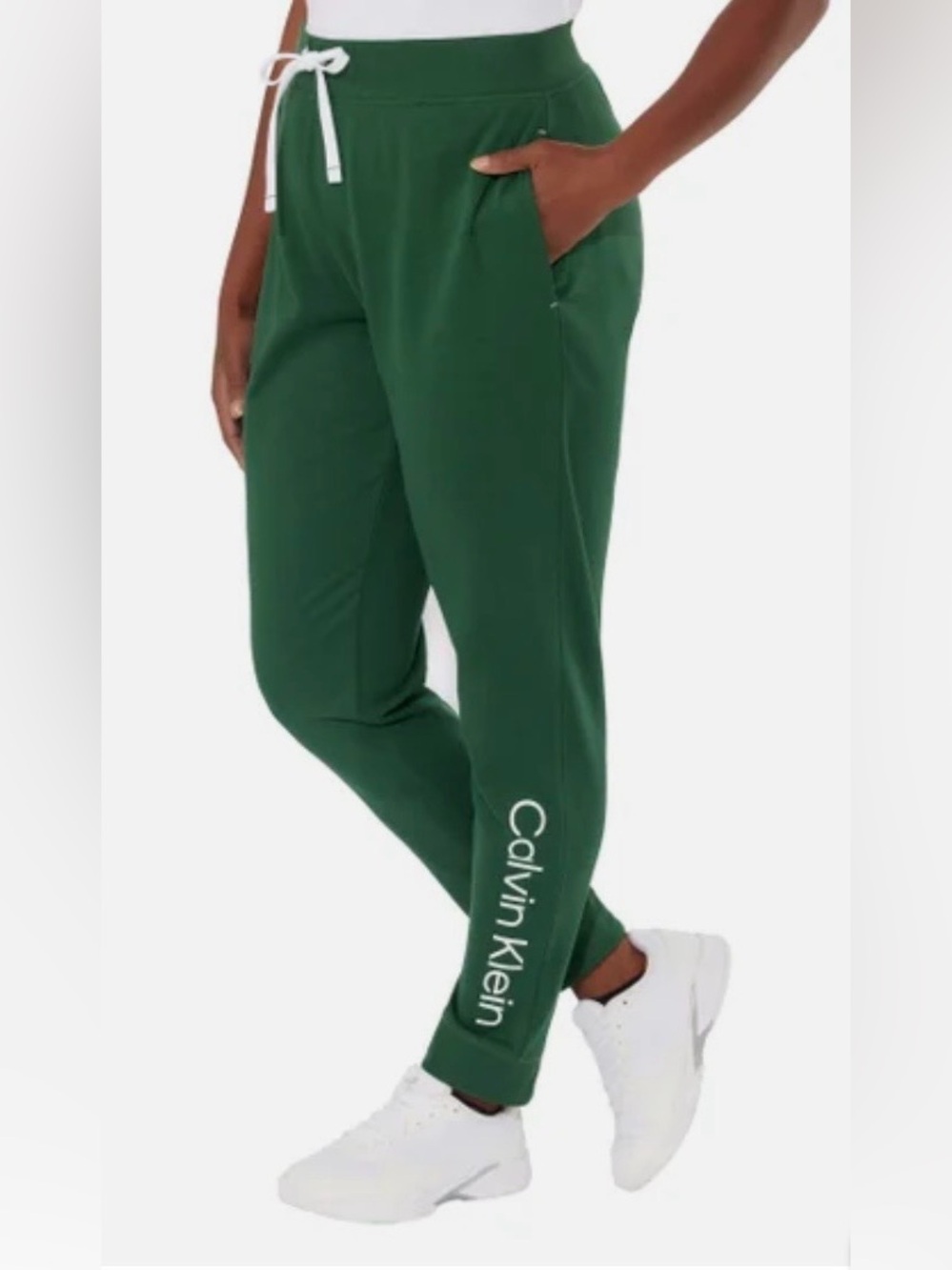 NWT Calvin Klein Sleepwear Women's French Terry Logo Joggers Sage Green Size M